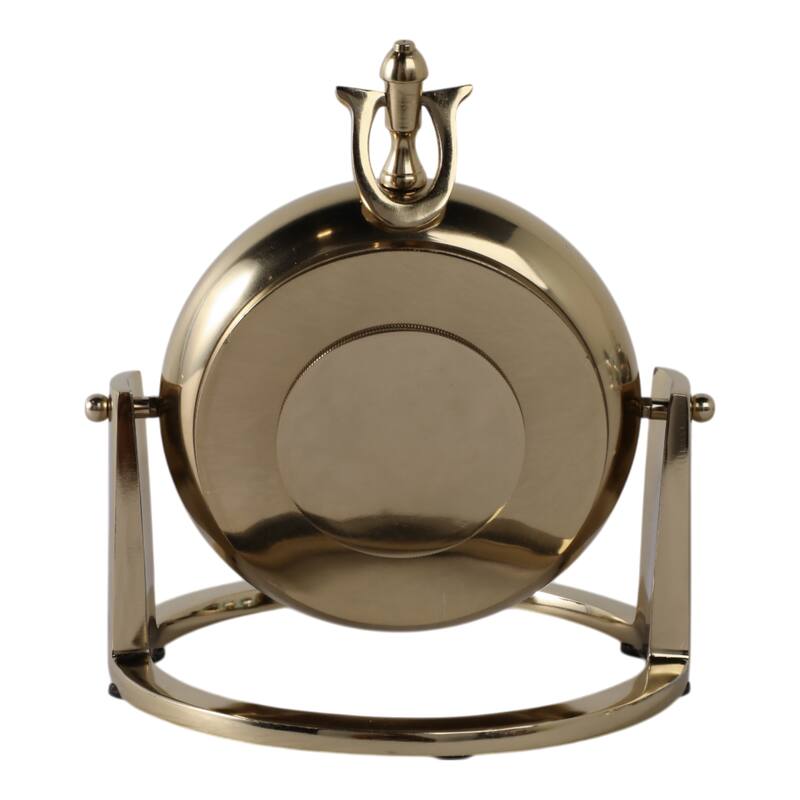 Metal Glass Desk Clock Roman Numerals Silent Movement and Pivot Stand - 9" x 9" x 10"