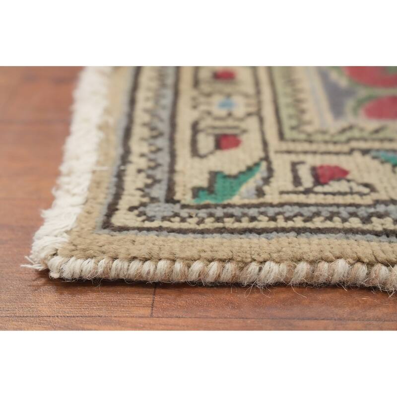 Hand Knotted Oriental 100% Wool Carpet Traditional Floral Beige & Ivories Tabriz Area Rug - 10' 9'' X 8' 0''