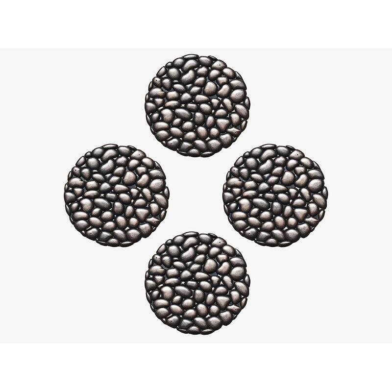 A1HC Rubber Step Mat Multi Functional -Garden Stepping Stone Mat, Outdoor Decorative Tray - 12X12 - Stones Bronze (Set of 4)