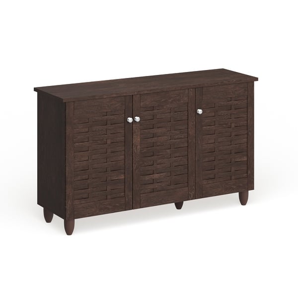 slide 2 of 6, Strick & Bolton Vadym Dark Brown 3-door Shoe Cabinet