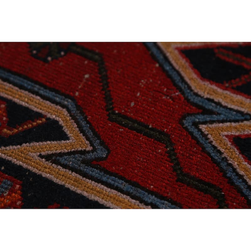 Hand Knotted Oriental 100% Wool Carpet Traditional Medallion Navy Blue & Blues Hamedan Area Rug - 6' 7'' X 4' 2''