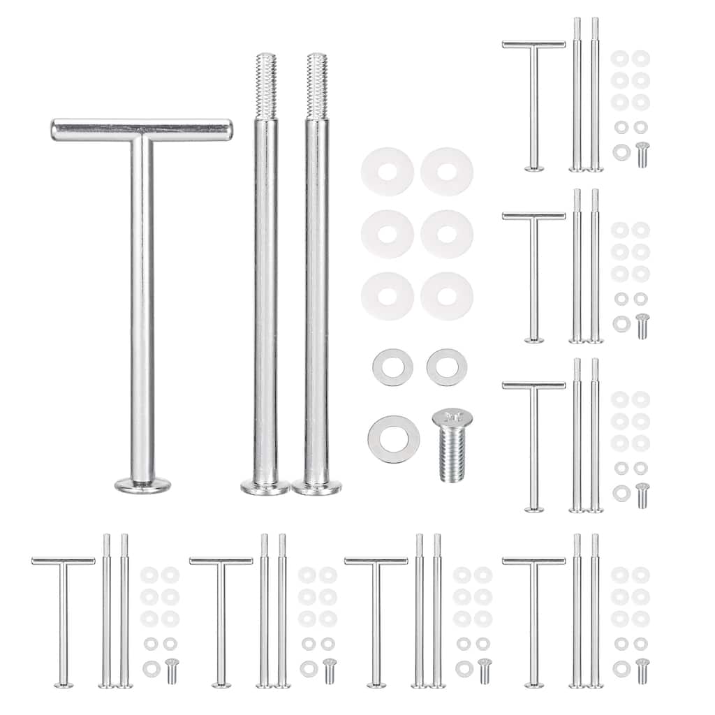 8 Set 3-Tier Cupcake Stand Hardware Fittings for Cake Stand, T Shape Silver