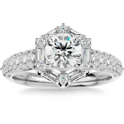 1 1/2Ct Diamond & Moissanite Accent Engagement Ring in Gold