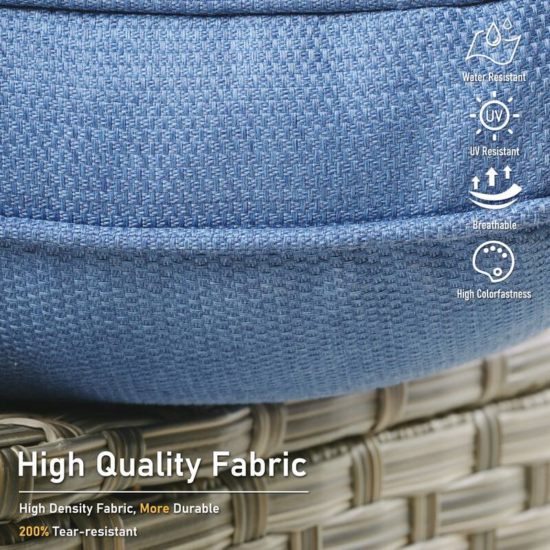 HOOOWOOO 9-piece Rattan Outdoor High Backrest Swivel Chair Set with 54"Fire Pit