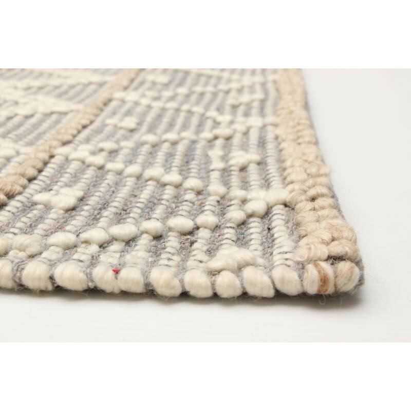 ECARPETGALLERY Braid weave Sienna Grey Wool Rug - 6'0 x 9'0