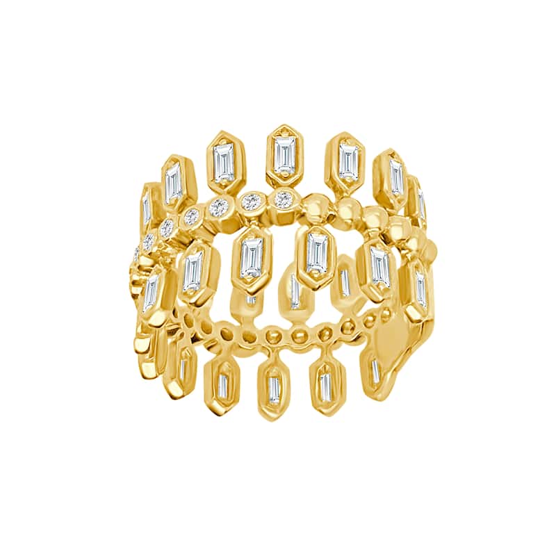 Auriya 14k Gold Lab Grown Baguette and Round Diamond Crown Band 0.94 ct. tw. (F-G, VS) - 4.5 - Yellow