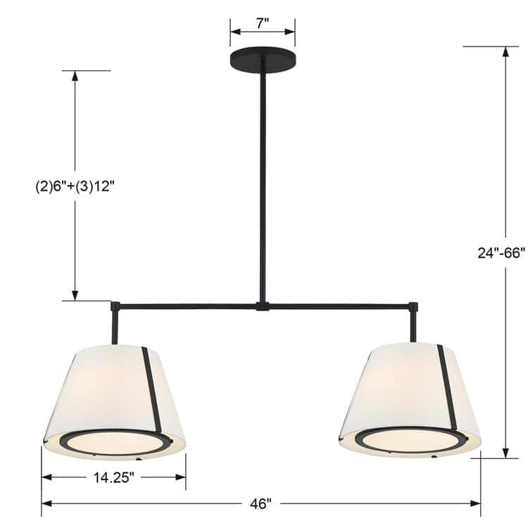 Fulton 4 Light Black Linear Chandelier - 45.75'' W x 15.25'' H x 14.25'' D