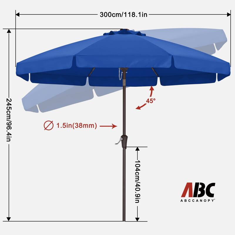 ABCCANOPY 10FT Outdoor Table Market Umbrella Tilt and Crank for Garden