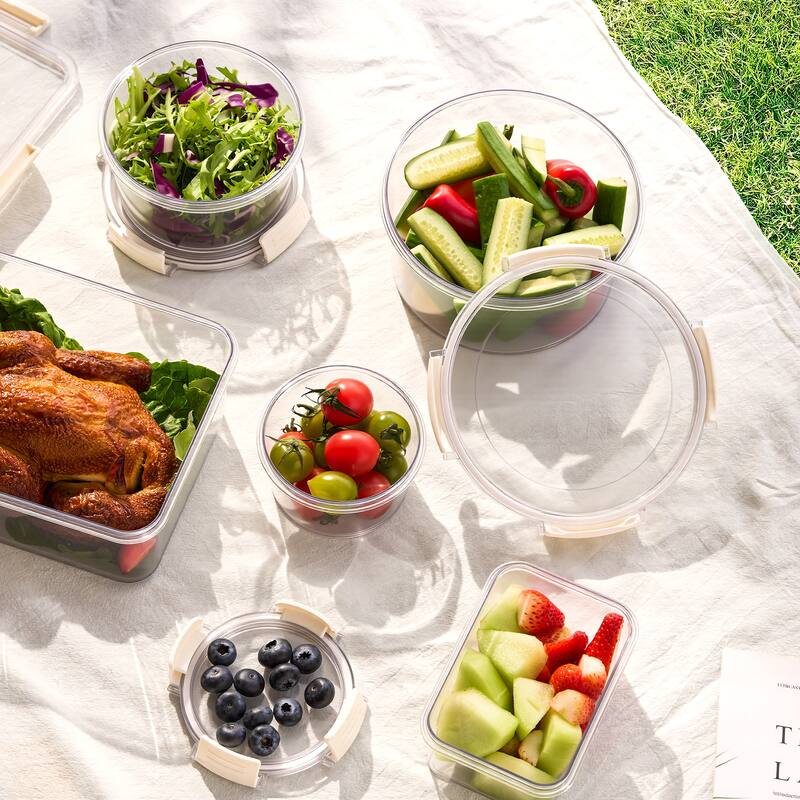 Sorbus BPA-Free Food Storage Container Set, Stackable & Nestable Plastic Containers with Snap-On Lids