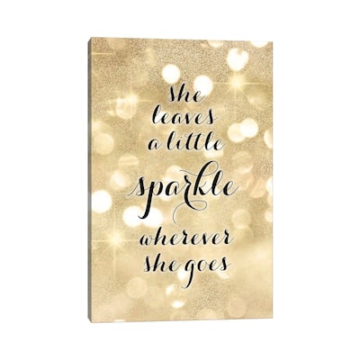 iCanvas "She Leaves A Little Sparkle Wherever She Goes In Gold Glitter Bokeh" by blursbyai Canvas Print