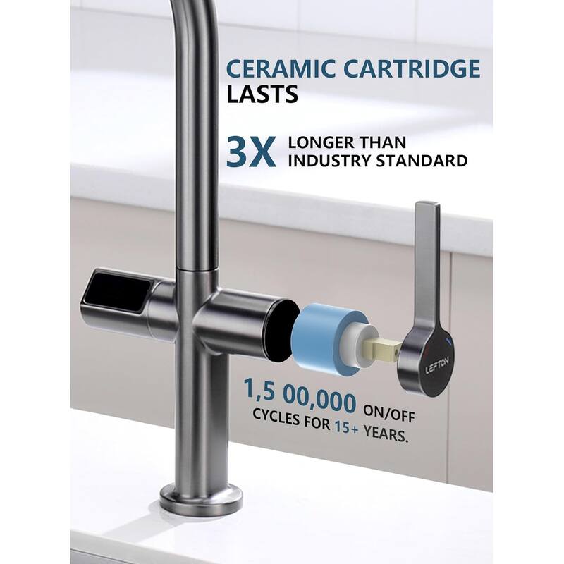 Lefton Touchless Pull-Out Kitchen Faucet, Hands Free Motion Sensor Activated, Battery-Free Temperature Display, KF2206