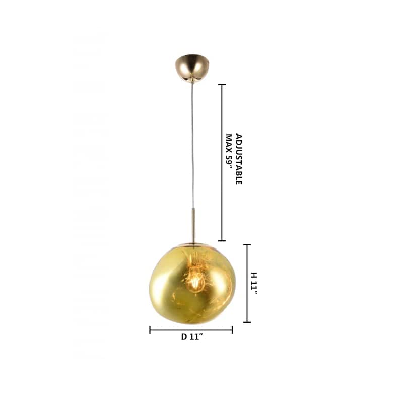 1-Light Gold Singe Pendant With A Gold ORB Acrylic Shade