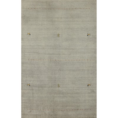 Hand Knotted Oriental 100% Wool Carpet Tribal Animal Pictorial Greys & Charcoal Gabbeh Area Rug - 5' 11'' X 3' 11''