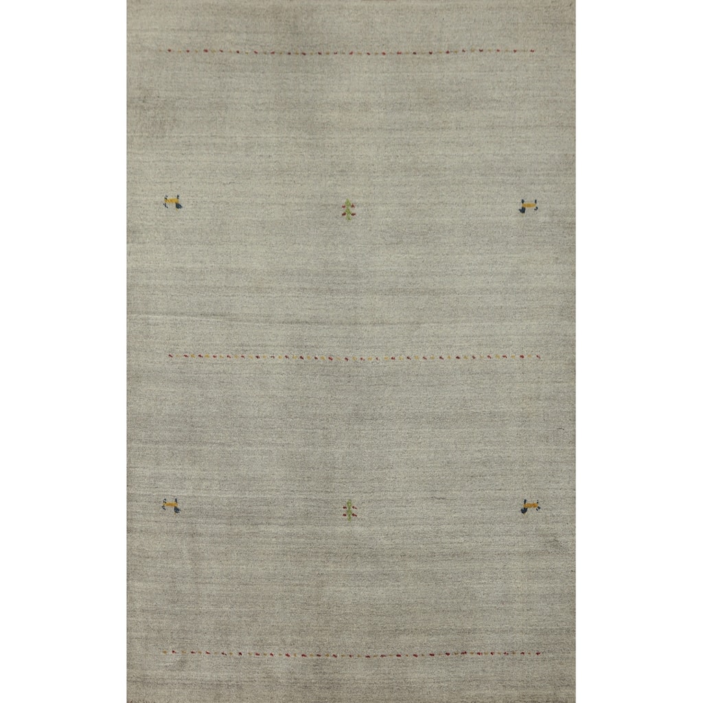 Hand Knotted Oriental 100% Wool Carpet Tribal Animal Pictorial Greys & Charcoal Gabbeh Area Rug - 5' 11'' X 3' 11''