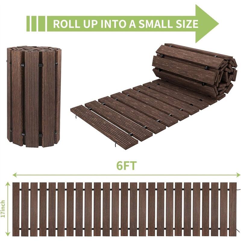 6ft Wooden Garden Pathway, Roll-Out Brown Walkway for Wedding or Backyard Path
