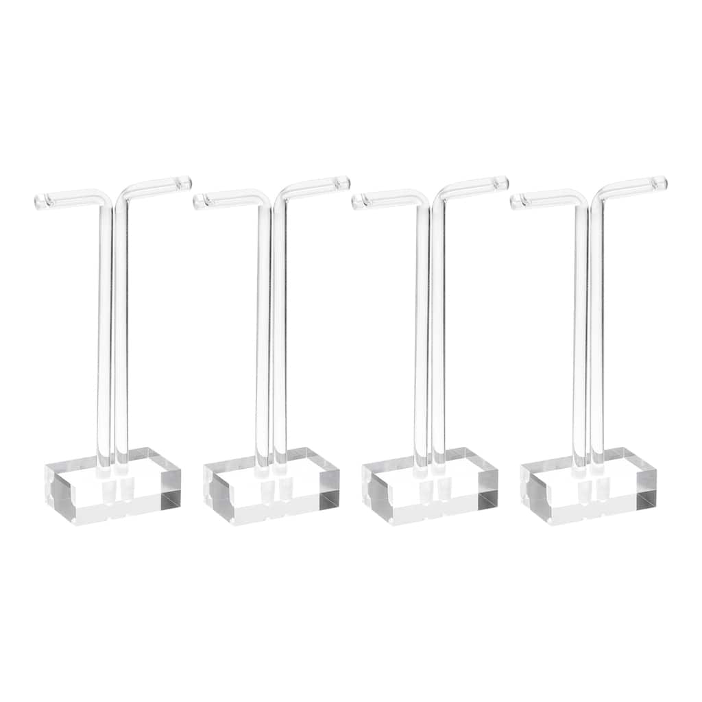 4Pcs Acrylic T Bar Earring Display Stand Jewelry Storage Rack, Clear