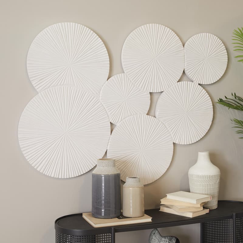 Wood Plate Carved Pinwheel Home Wall Decor - Black or White - Roche River Decor