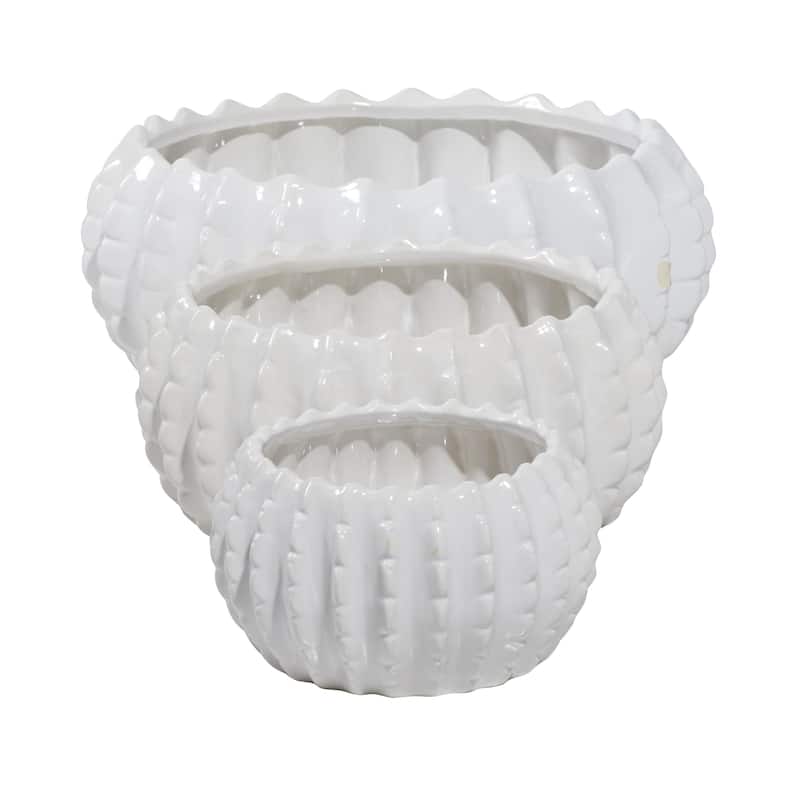 Ceramic Indoor Outdoor Planter - Set of 3 White - Roche River Decor