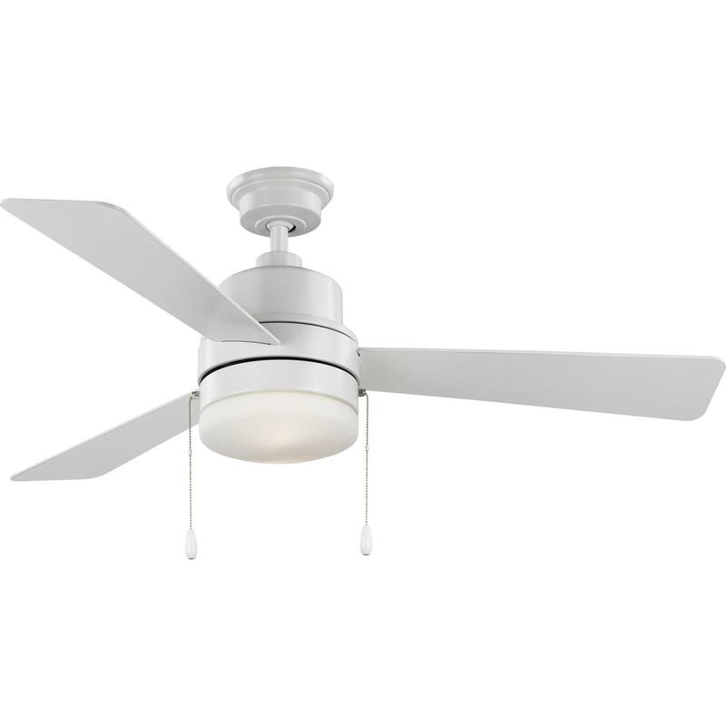 Trevina V 52 in. LED Indoor Satin White Modern Ceiling Fan with Light Kit and White Opal Shade - Medium