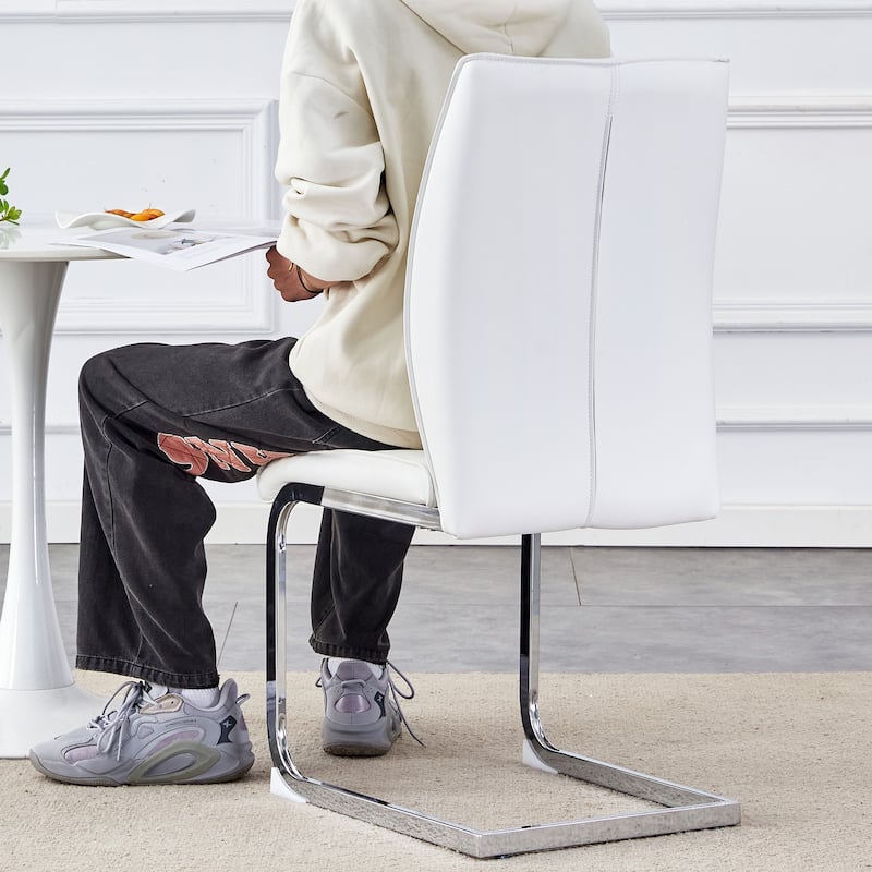 Set of 2 High Resilience Dining Chair with Arched Metal Silver Leg
