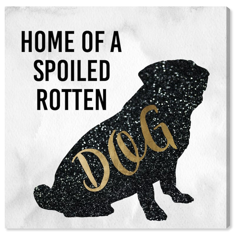 Wynwood Studio Canvas Animals Spoiled Dog Home Black and Metallic Gold Modern & Contemporary Wall Art Canvas Print