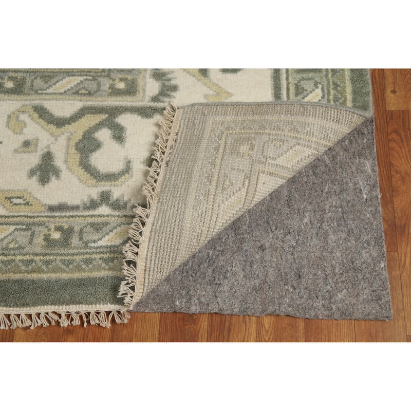 Green Oushak Indian Area Rug Hand-Knotted Wool Carpet - 8'10" x 11'10"