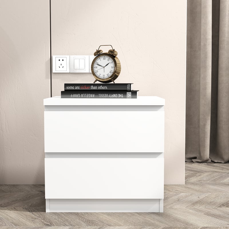 19.7"Nightstand with 2 Drawers, Beside Table with Drawers Handle Free Design,Thickened Top Plate, for Bedroom,Living Room