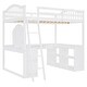 preview thumbnail 8 of 52, Solid Wood Loft Bed with Bulit-in U-shaped Desk and 2 Drawers, Full Size Loft Bedframe with Storage Shelves and Tri-fold Mirror