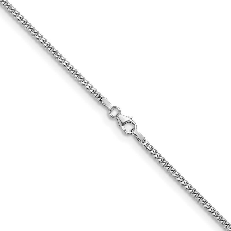 Curata 14k White Gold 7.25" 2.4mm Solid Curb Bracelet for Women