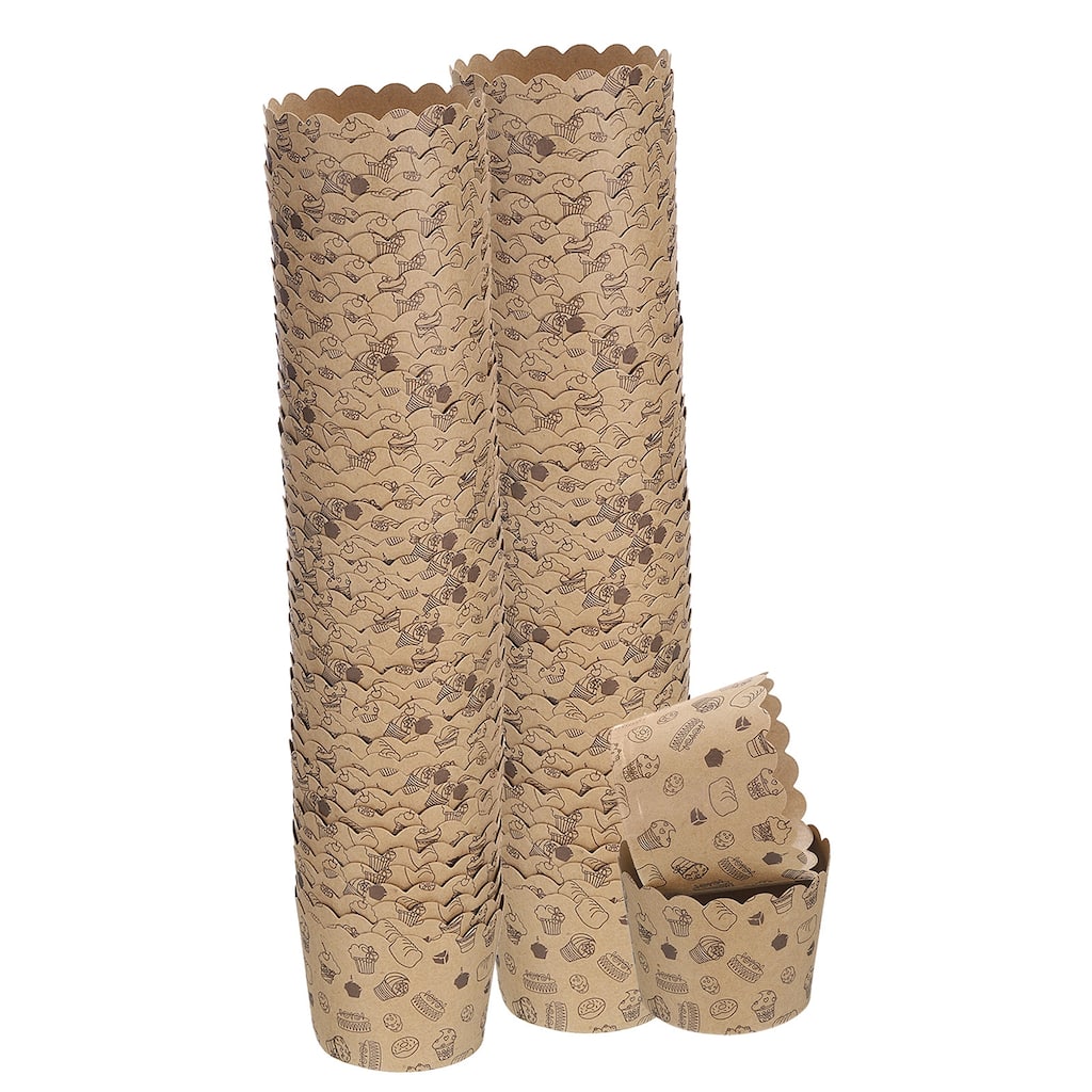 100Pcs Paper Baking Cup Brown Kraft Paper Muffins Liner Cupcake Small Cake