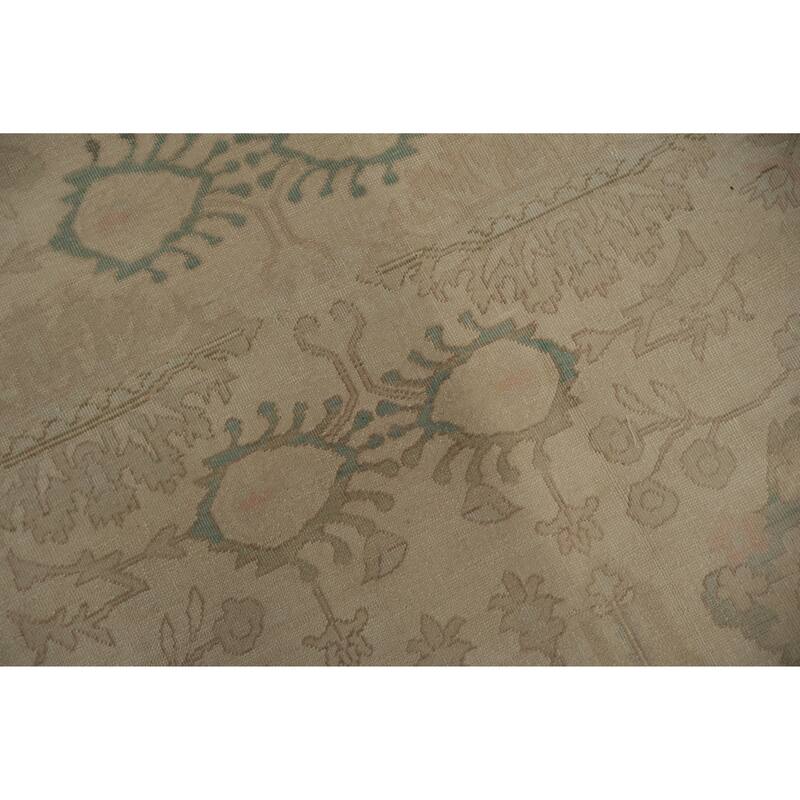 Hand Knotted Oriental 100% Wool Carpet Traditional All-Over Beige & Ivories Ziegler Area Rug - 12' 10'' X 12' 6''