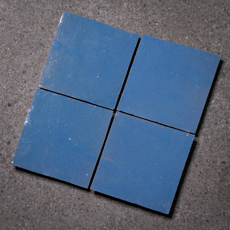 Handmade 4x4-in Moroccan Mosaic Solid Color Dusty Blue