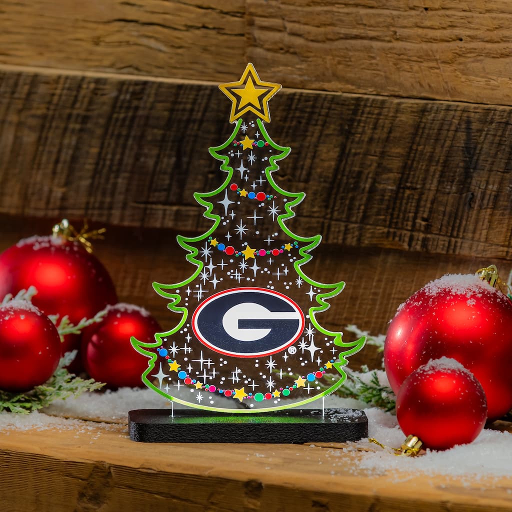 10" LED Tabletop Christmas Tree Desklite Sign, University of Georgia