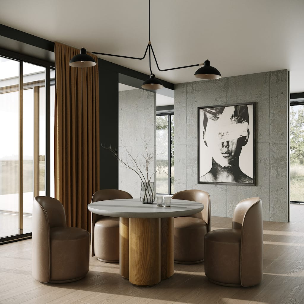 Modrest Renzo Modern Round Oak & Concrete Dining Table - Overstock ...