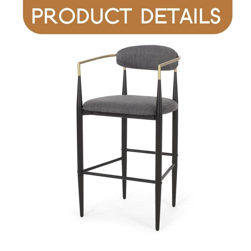 Barstools Set of 2, Counter Height Upholstered Bar Stools with Backs and Iron Legs for Kitchen Island,