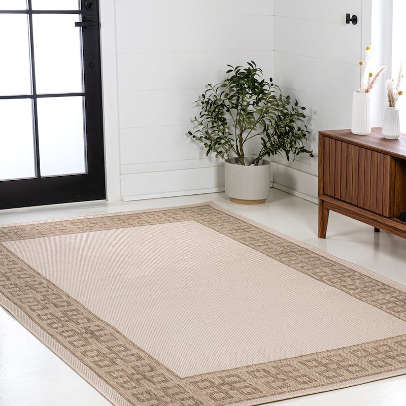 JONATHAN Y Alda Classic Geometric Border Indoor/Outdoor Area Rug