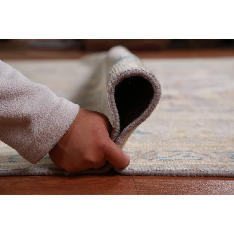 Hand Knotted Oriental 100% Wool Carpet Transitional All-Over Greys & Charcoal Oushak Area Rug - 9' 9'' X 8' 3''