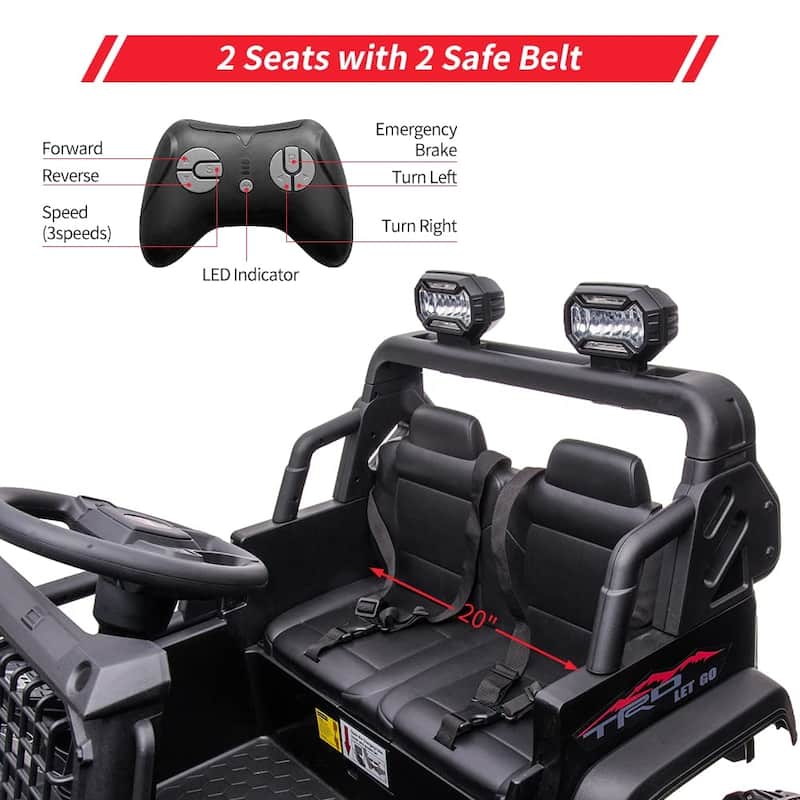24V 2 Seats Kids Ride Extra Large Seat Wide Truck