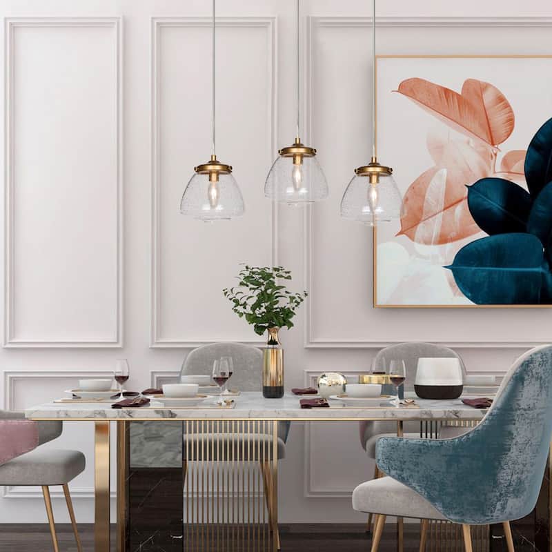 Modern Seeded Glass Mini Pendant Lights Brass Gold Kitchen Island Ceiling Lights