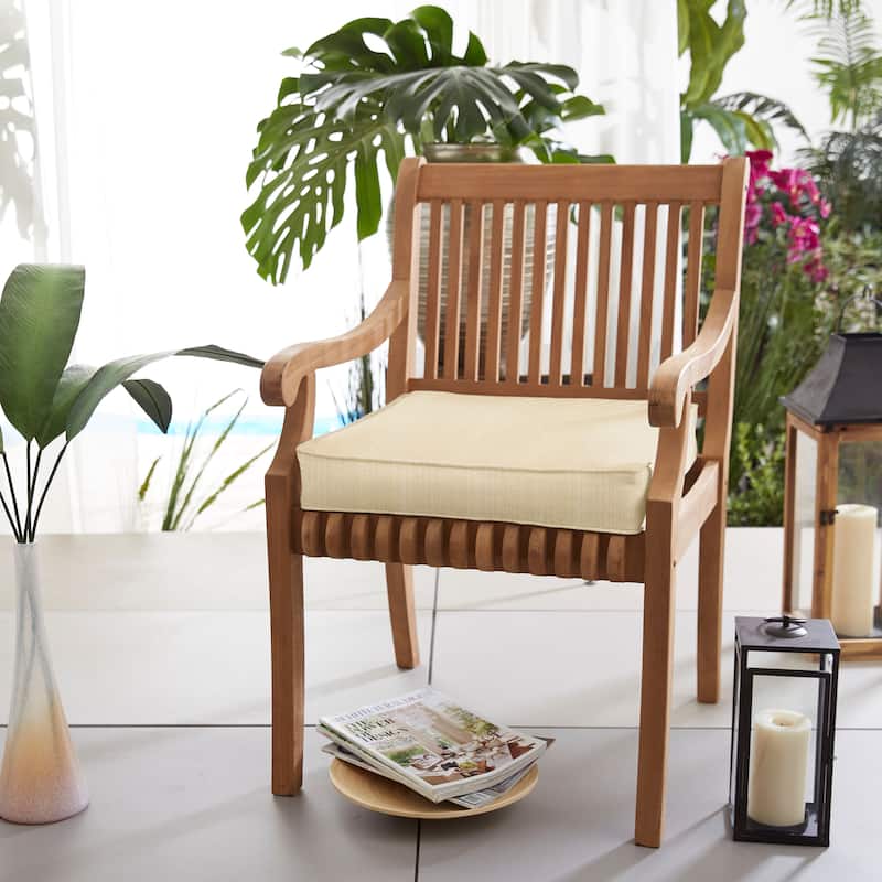 Sorra Home Sunbrella Indoor/ Outdoor Textured Neutral 20-inch Chair Cushion - dupione sand