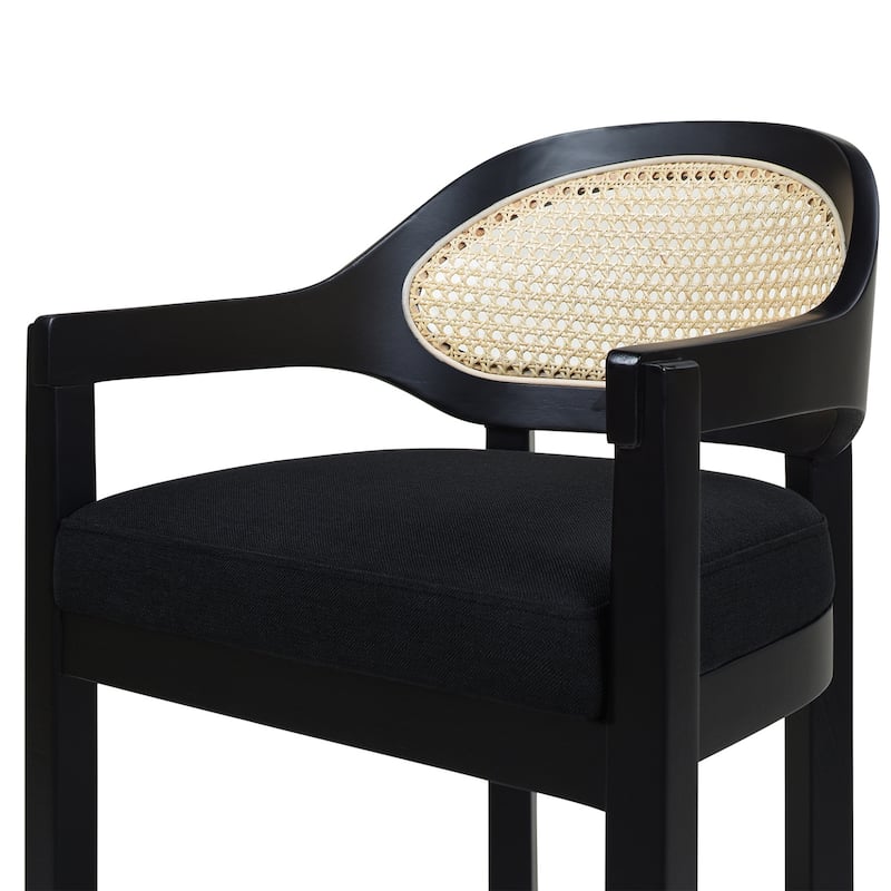 Americana Mid-Century Modern Rattan Cane Back Counter and Bar Stool
