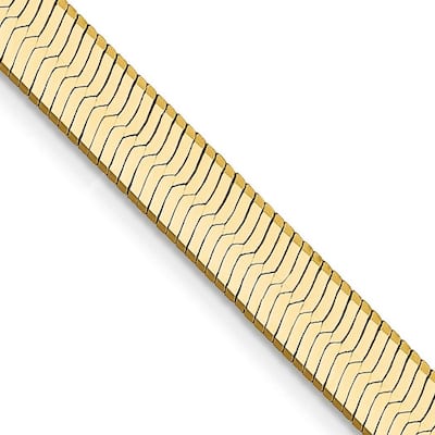 Curata 14k Yellow Gold Solid Polished 5.0mm Silky Herringbone Chain Bracelet