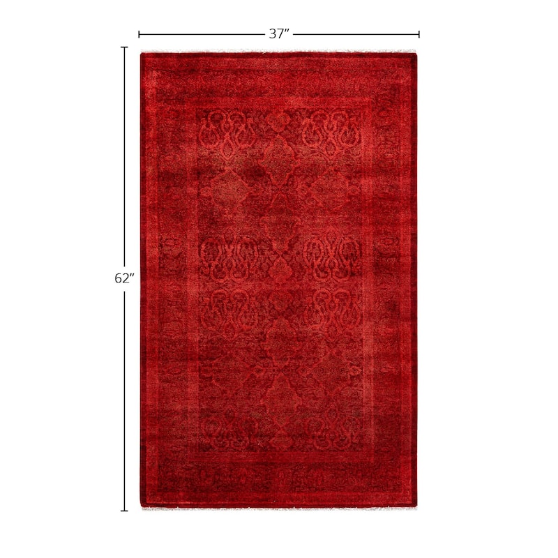 Contemporary Overdyed Wool Hand Knotted Area Rug - 3' 1" x 5' 2"