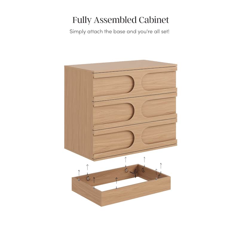 Iris 3 Drawer Dresser, Mid-Century Modern Solid Wood Dresser for Bedroom