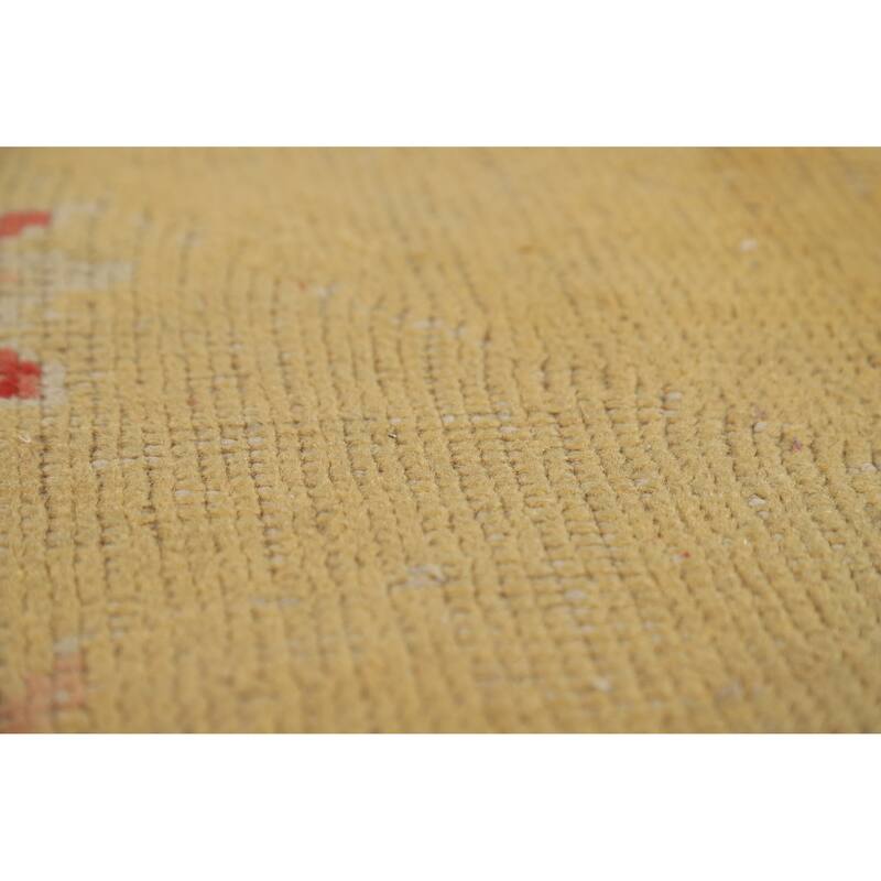 Pre-1900 Antique Vegetable Dye Oushak Turkish Handmade Wool Carpet - 6'9" x 9'6"