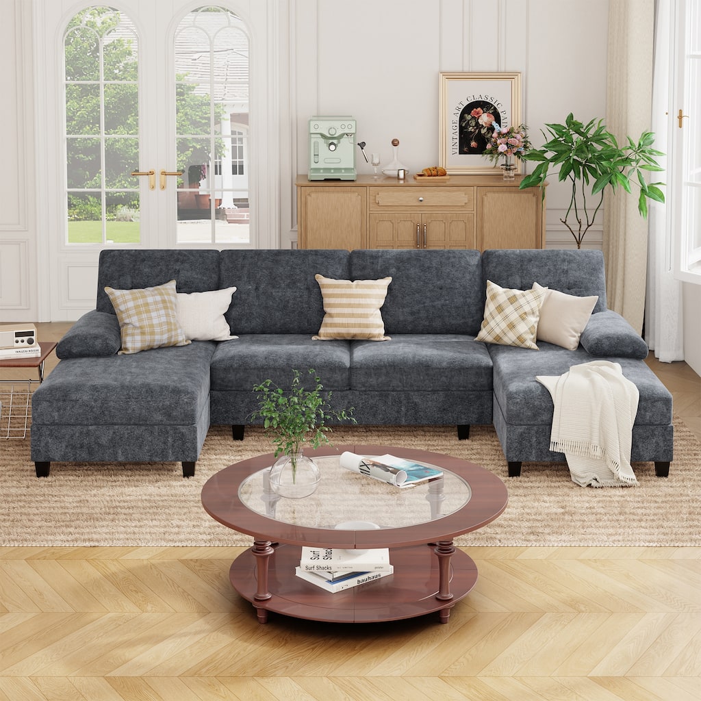 106'' Sectional Sofa with Thick Cushions for Living Room