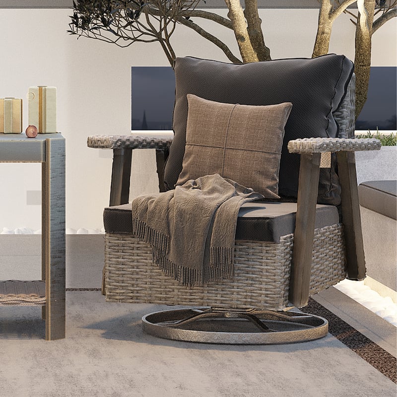 Cozywor Wicker Patio Outdoor Rocking Chair Swivel Lounge Chair