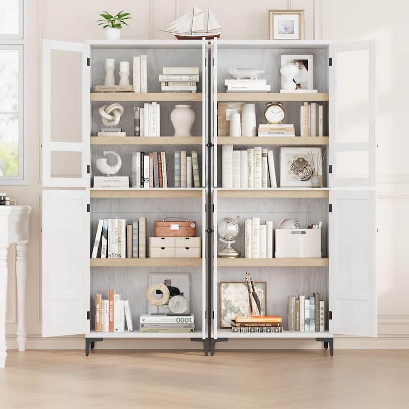 71" Tall Storage Cabinet, Kitchen Pantry Cabinet 5 Tier Bathroom Cabinet with 4 Doors Adjustable Shelves for Kitchen