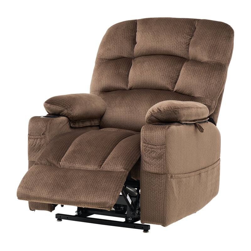 Flannelette Dual Motor Lift Chair, Massage, Heat & USB Ports