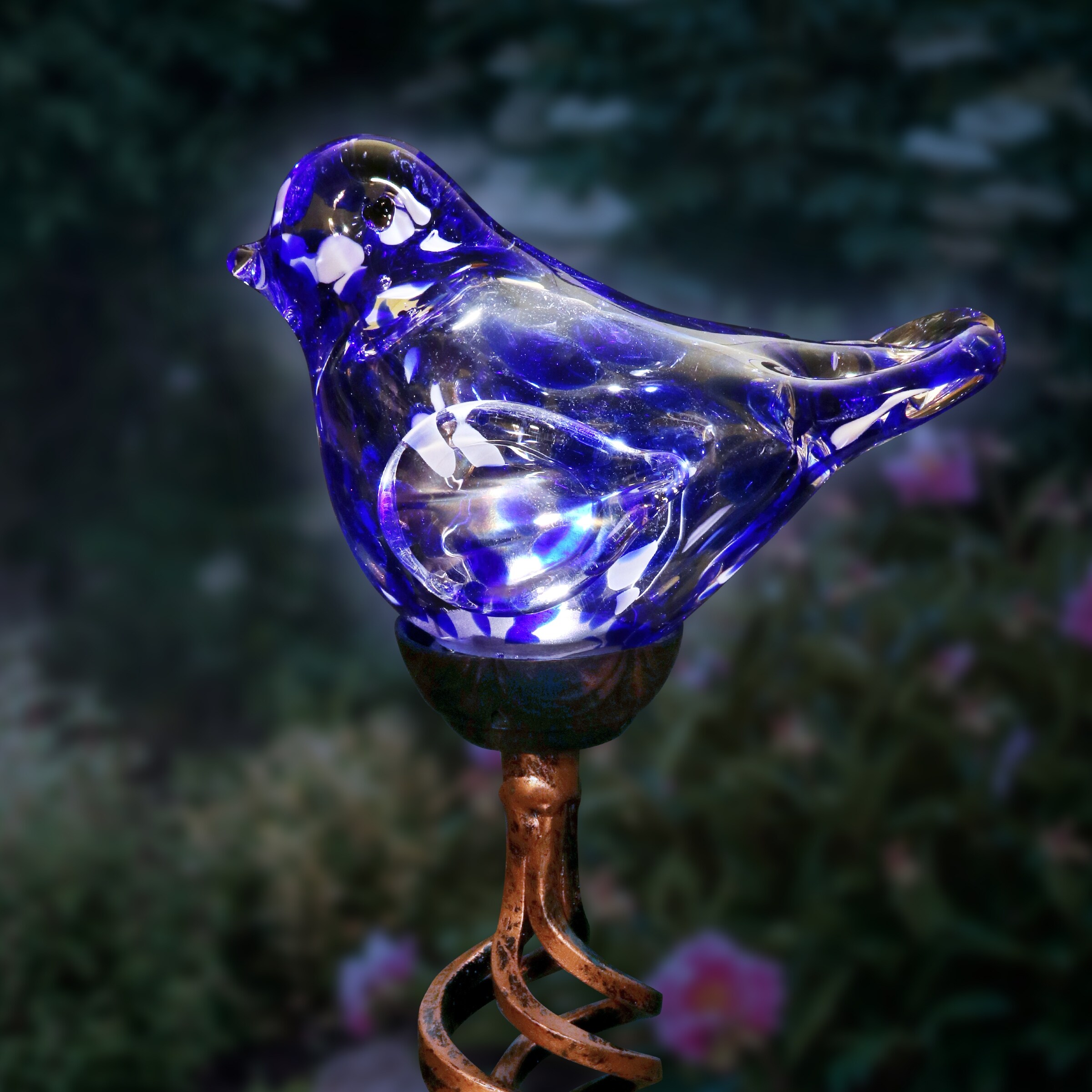 New Creative Parrot Metal and Glass Solar Garden Stake 